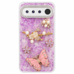 Luxury Glitter Butterfly Pearl Designer Back Cover Pink Edition