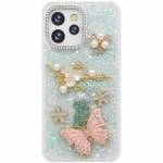 Luxury Glitter Butterfly Pearl Designer Back Cover Green Edition