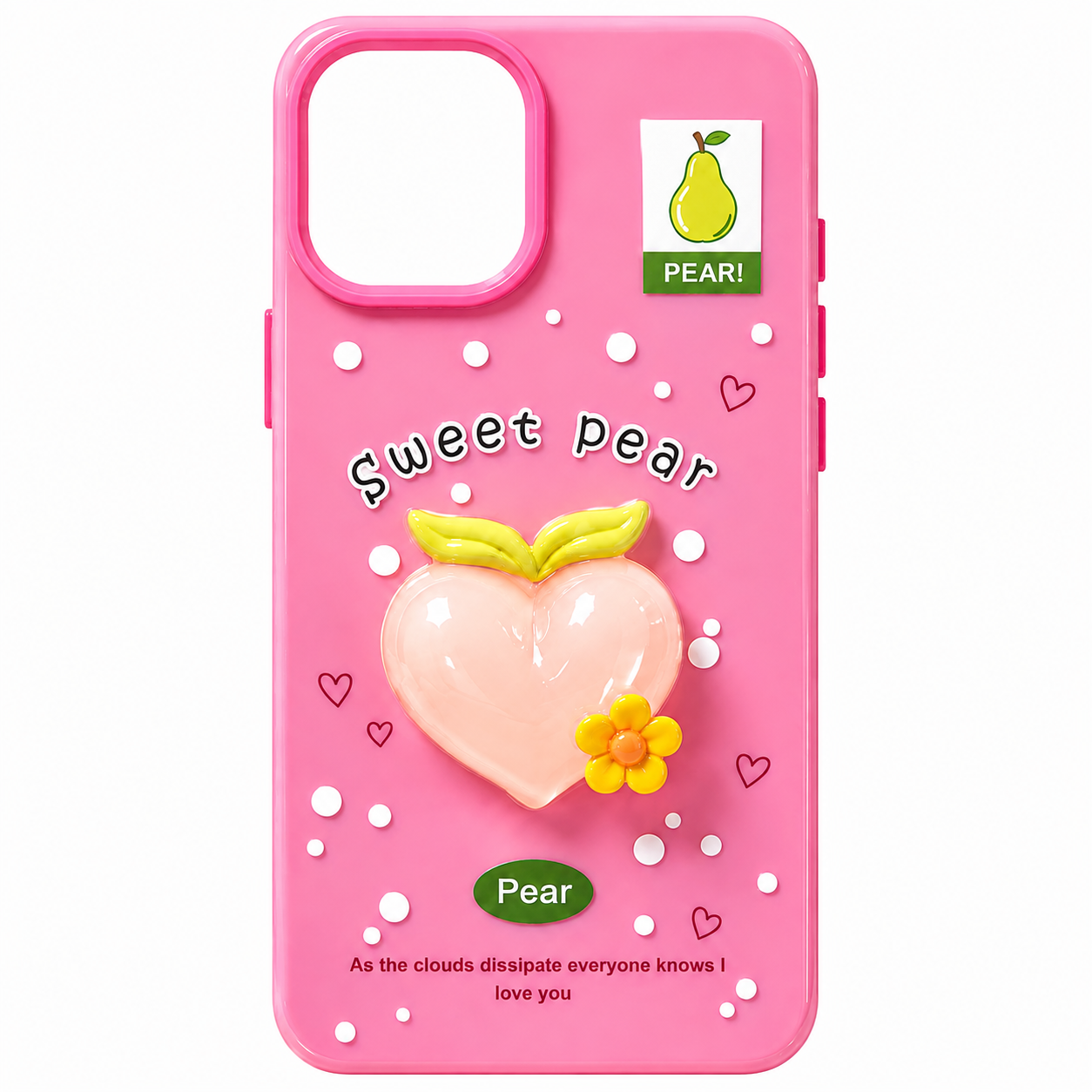 GSK0801101 Cute 3D Fruit Designer Back Cover Pear Pink Theme - Image 1