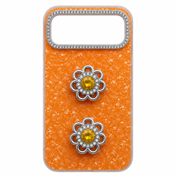 Luxury Crystal Floral Designer Back Cover Orange Edition