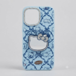 Cute Kitty Mirror Stand Designer Back Cover Mint Blue Theme - Image 6