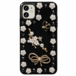 Luxury Floral Pearl Designer Back Cover Black Edition
