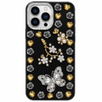 Luxury Heart Floral Designer Back Cover Black Gold Edition