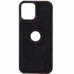 Premium Leather Magnetic Ring Case Black Red Stitch Edition